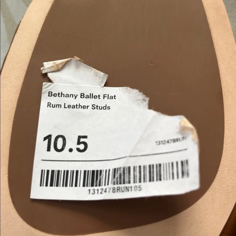 Reformation  Bethany Stud-Detailed Leather Ballet Flats RumLeather Studs New